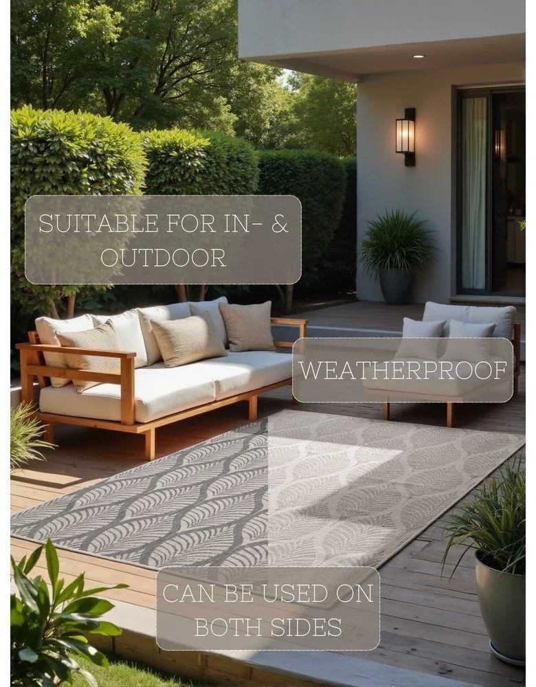 Килим за открито и закрито в цвят слонова кост и сиво 120x170 cm Duet Liora – NORTHRUGS