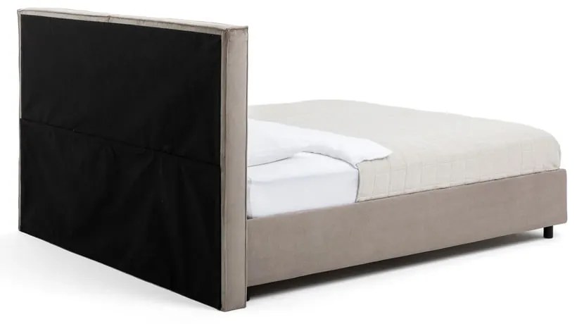 Двойно тапицирано кафяво-сиво легло с място за съхранение и включена подматрачна рамка 160x200 cm Myra Bold – Bonami Selection