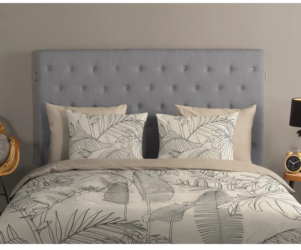 Бежово единично удължено памучно спално бельо 140x220 cm Sym – Good Morning