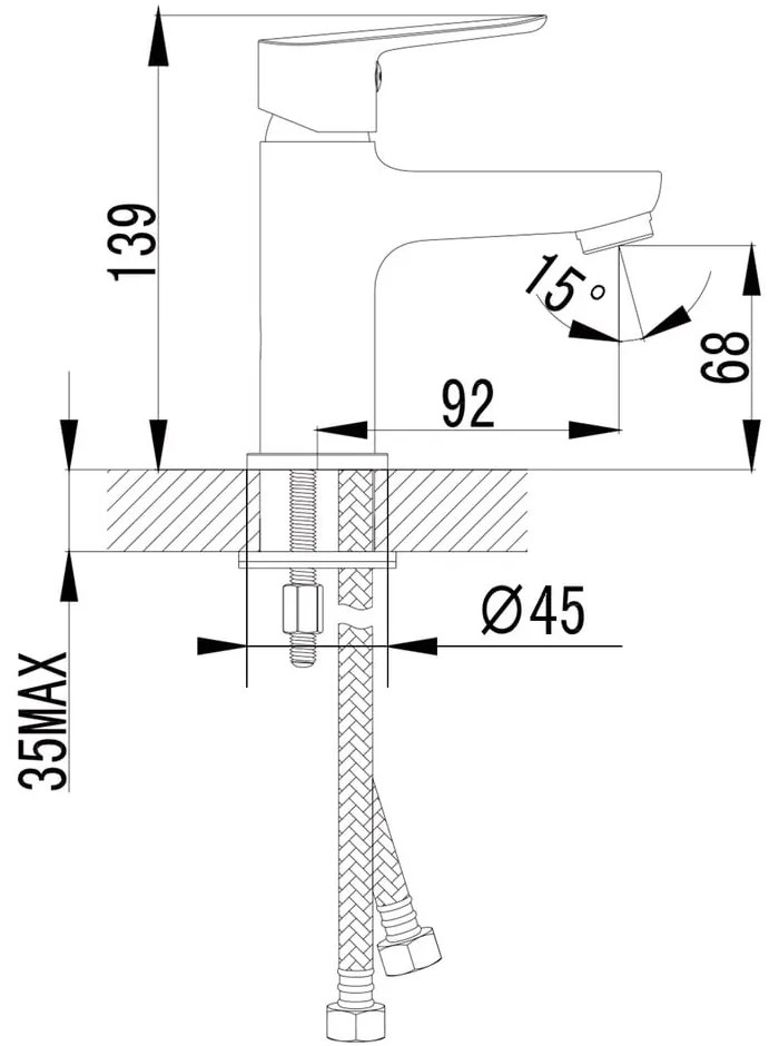 Стояща батерия за мивка в лъскаво-сребрист цвят Small – Sapho