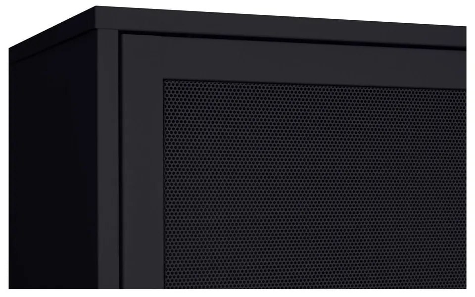 Черно метално шкафче с плъзгащи се врати 90x180x40 cm Veep – Unique Furniture