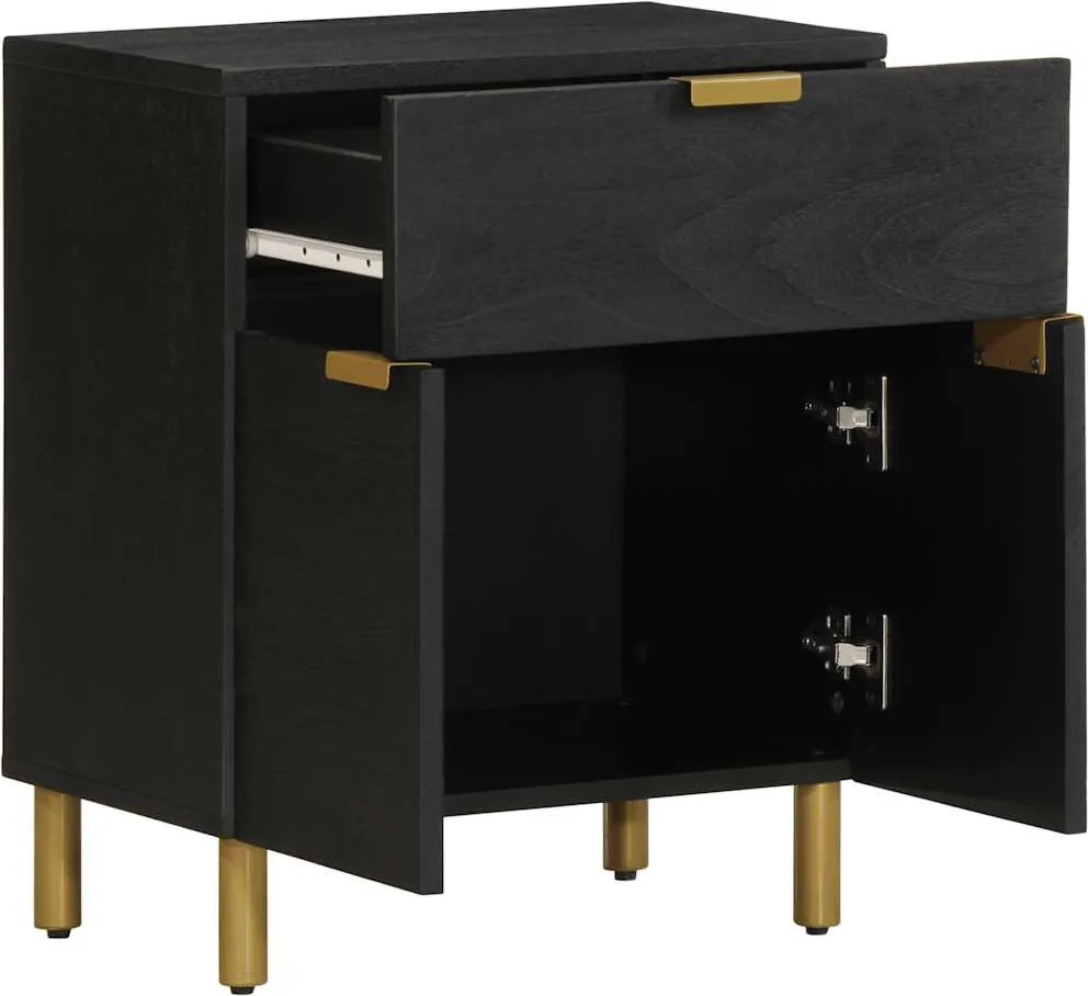 4017659 vidaXL Нощно шкафче, черно, 50x33x60 см, инженерно дърво