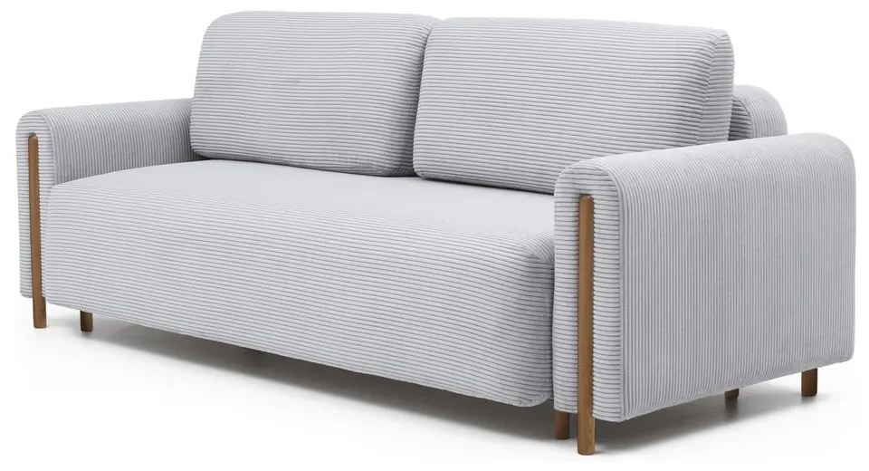 Сив разтегателен диван с място за съхранение от рипсено кадифе 244 cm Arcadova – ELTAP