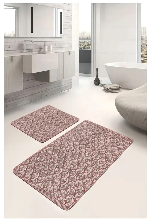 Кафяви кадифени килими за баня в комплект от 2 бр. 60x100 cm – Mila Home