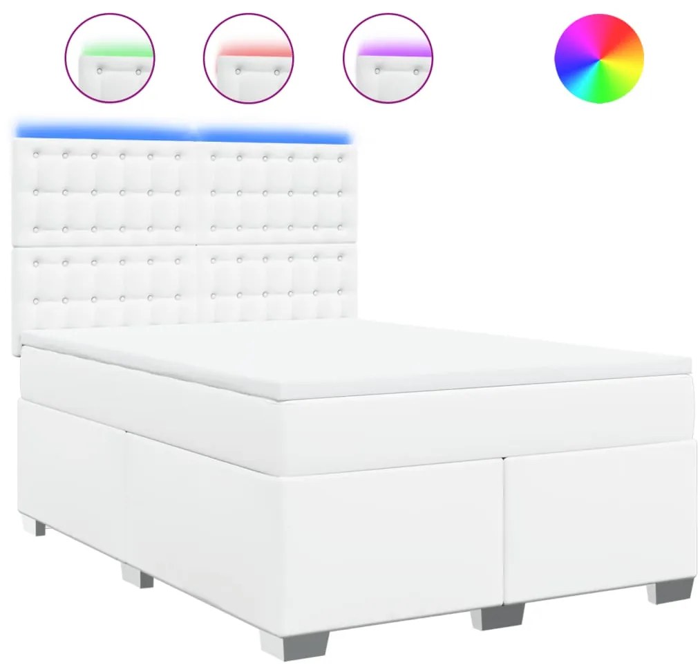 3293029 vidaXL Боксспринг легло с матрак, бяло, 160x200 см, изкуствена кожа