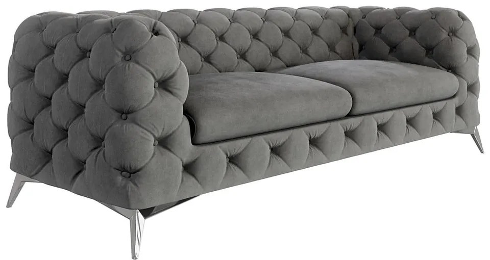Сив кадифен диван 225 cm Chelsea – Ropez