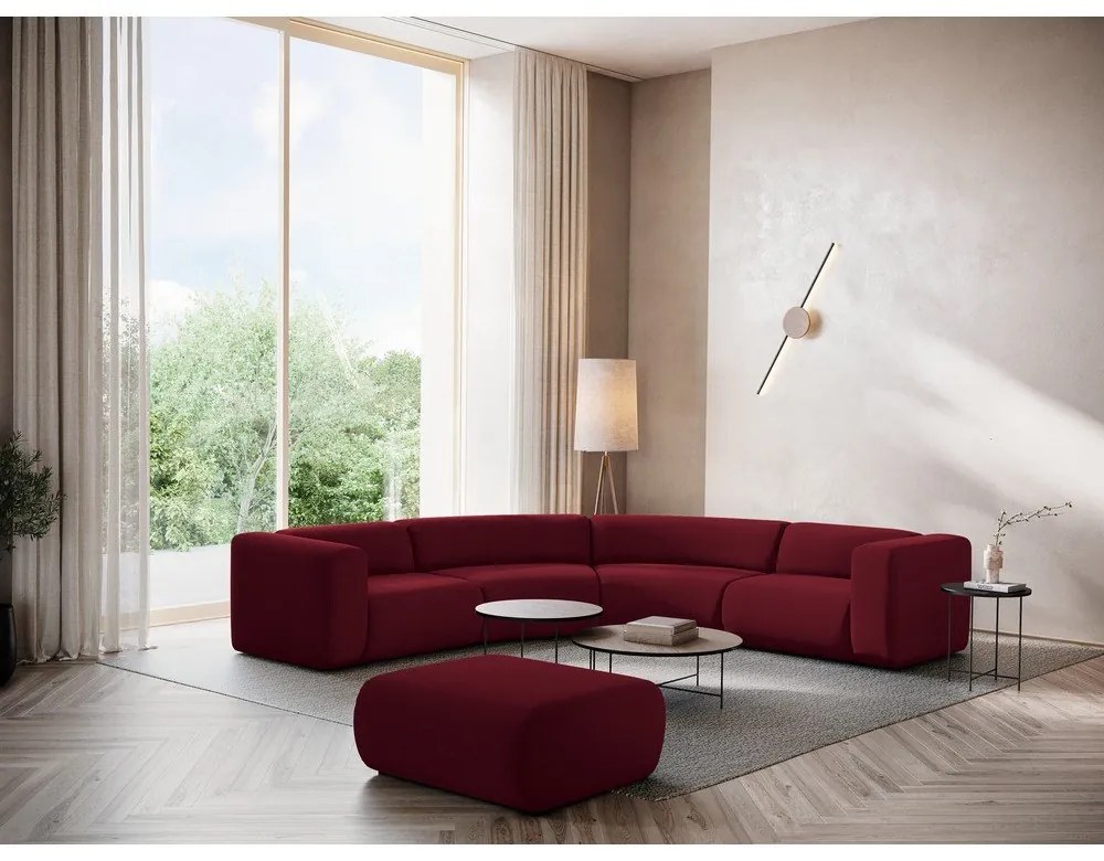 Бордо кадифен ъглов диван Ekahi – Makamii
