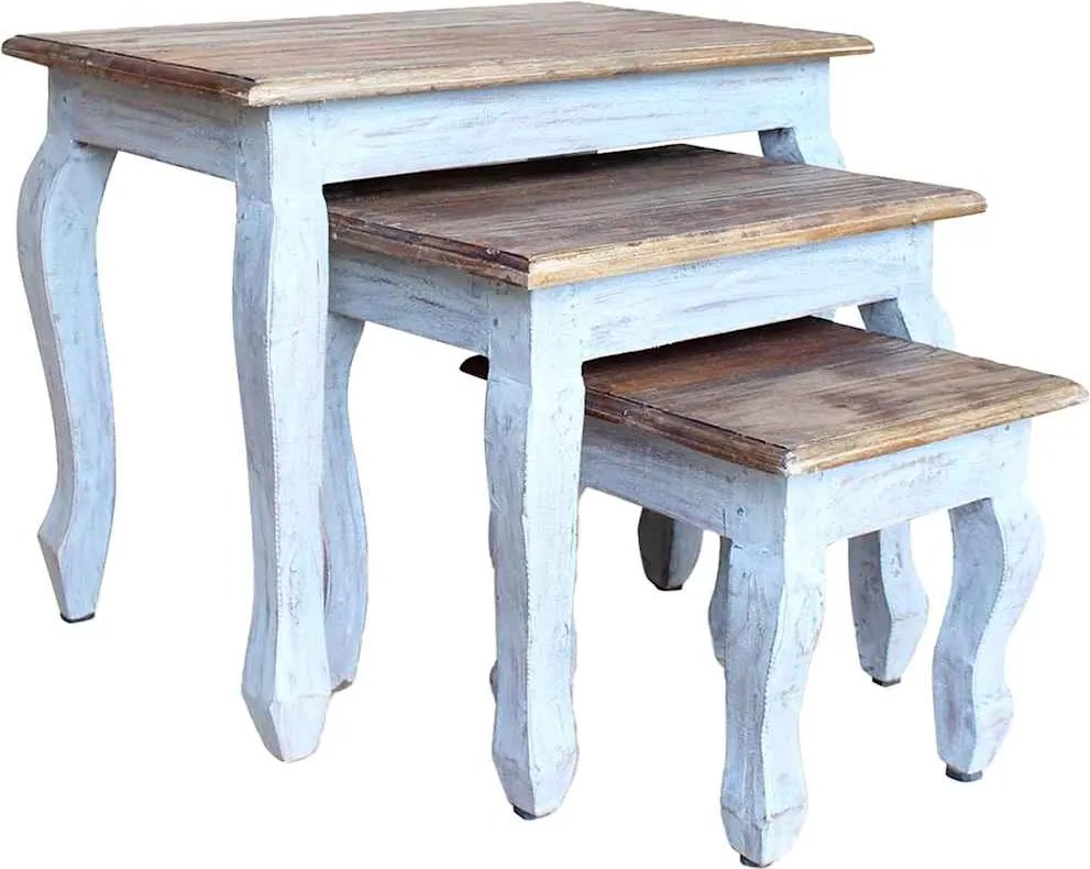 244505 vidaXL Комплект 3 стифиращи масички, махагоново дърво масив