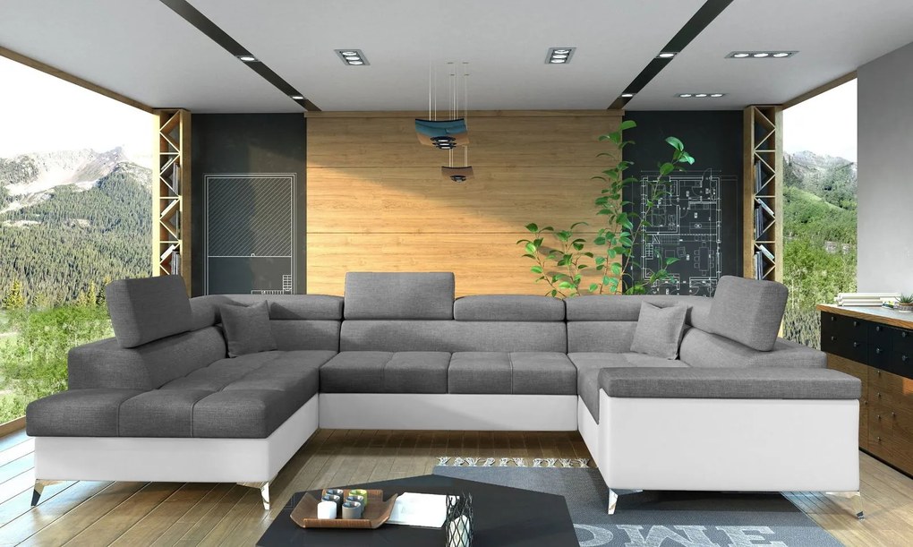 Ъглов диван Motta-Left-White-Gray