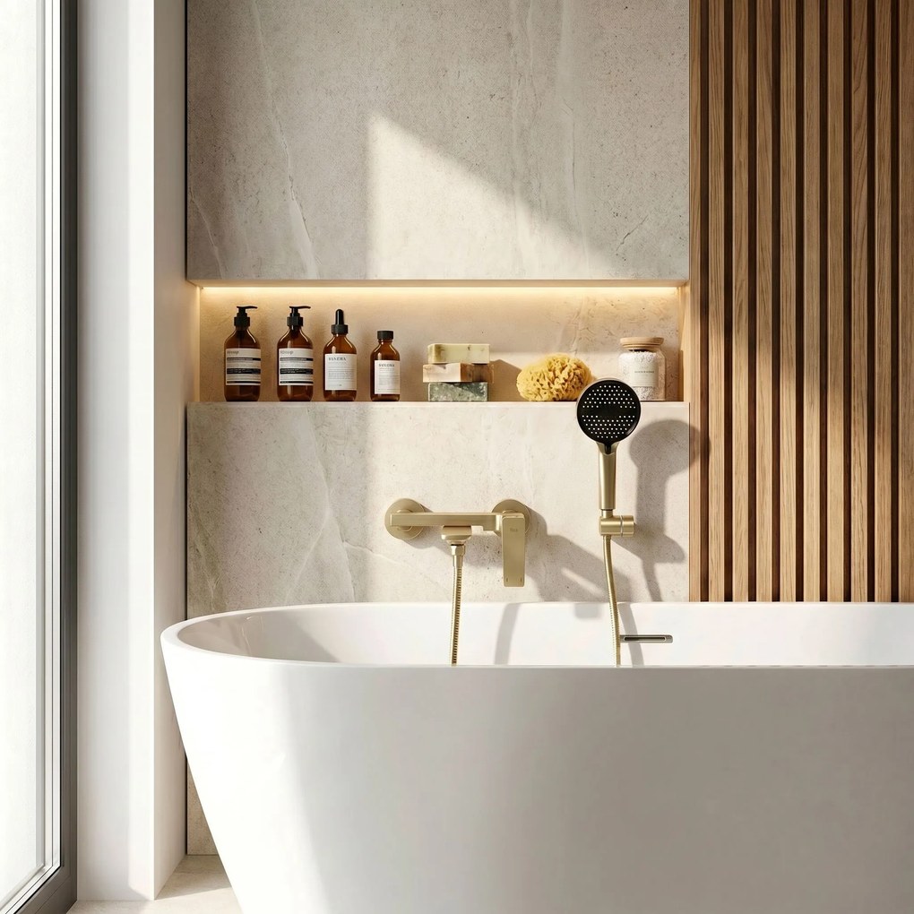 Смесител за вана PREMIUM REA Prime Gold Brush