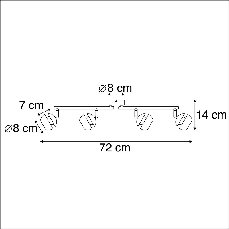 Модерен прожектор 4-светлина черен със златен интериор - Buell Deluxe