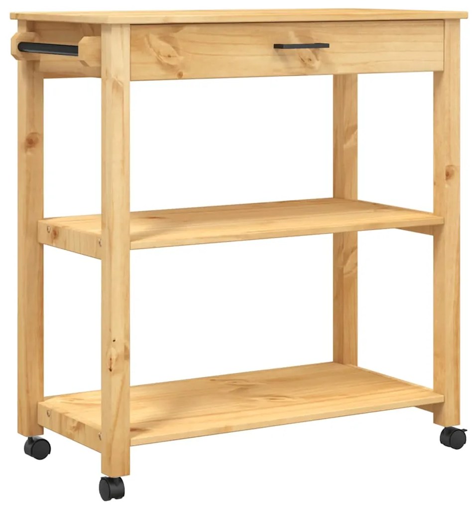 376103 vidaXL Кухненска количка "MONZA" 84x40x88,5 см борово дърво масив