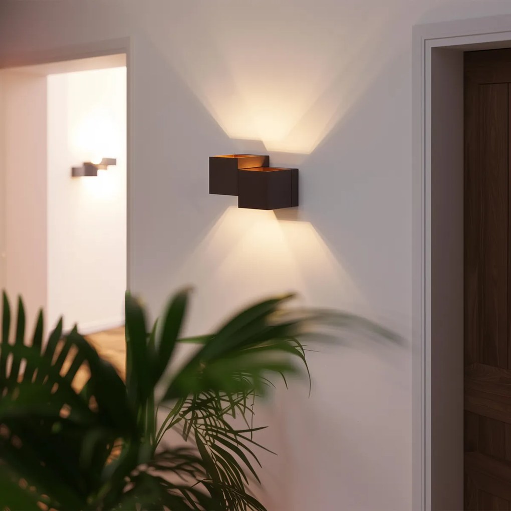 Модерна стенна лампа тъмен бронз 2 светлини - Transfer Double