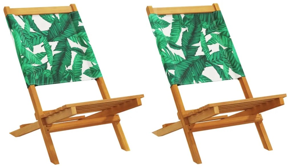 3214651 vidaXL Сгъваеми градински столове 8 бр зелен плат и масивно дърво