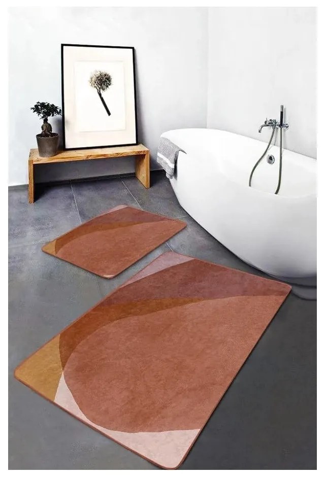 Кафяви кадифени килими за баня в комплект от 2 бр. 60x100 cm – Mila Home