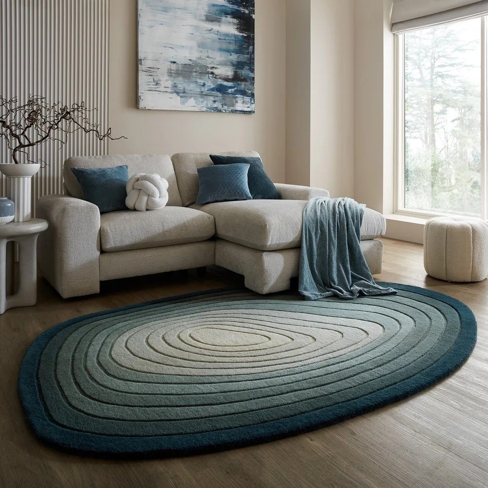 Син вълнен килим 200x290 cm Puddle Ombre Wool – Flair Rugs