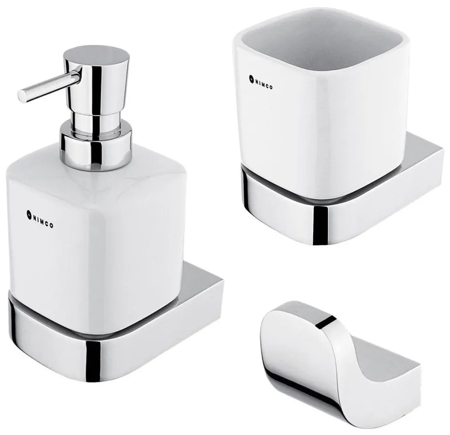 NIMCO NK комплект-31K-26 - Дозатор за сапун, поставка за четки за зъби и закачалка NIKAU
