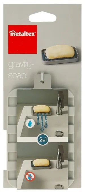 Сива пластмасова сапунерка Gravity – Metaltex