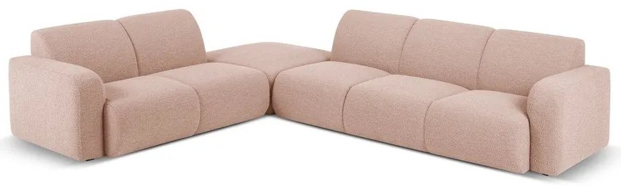 Розов ъглов диван от плат букле (ляв ъгъл) Molino - Micadoni Home