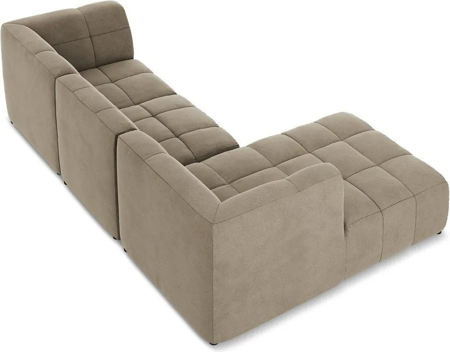 Кафяв кадифен ъглов диван (ляв ъгъл) Aloha – Makamii