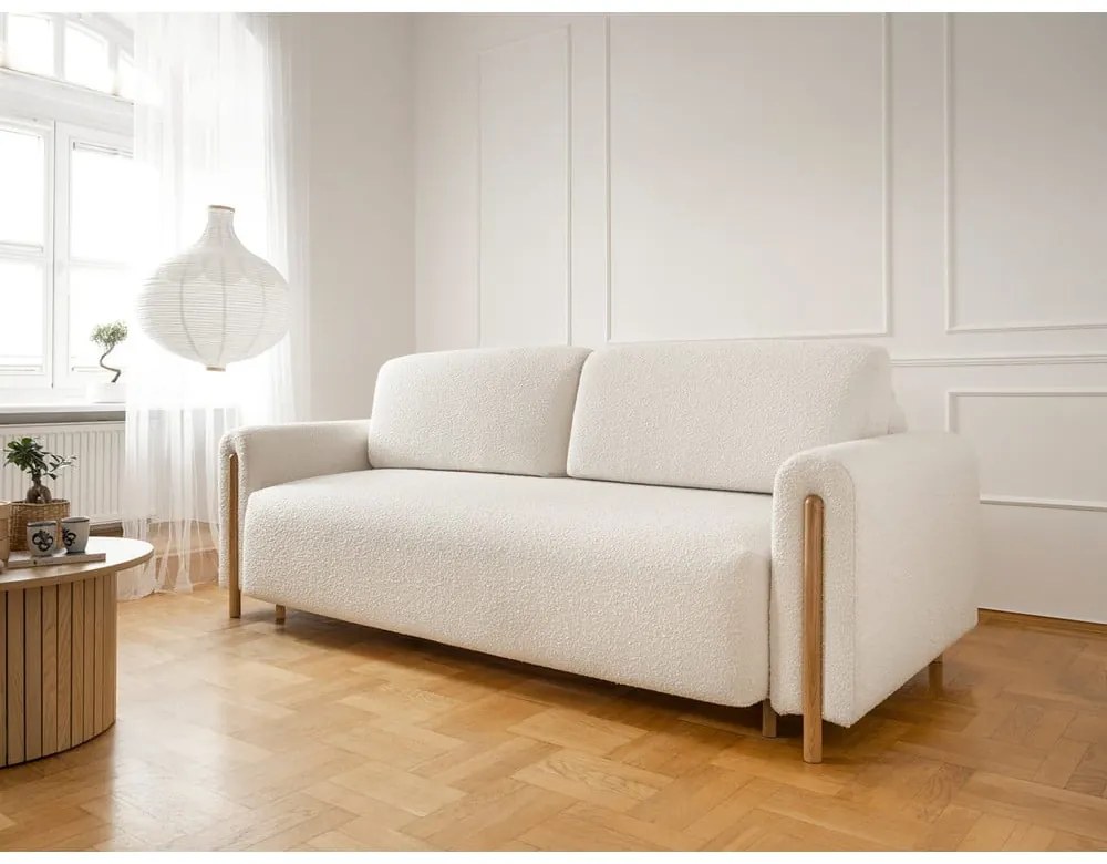 Сгъваем диван с място за съхранение от букле в цвят слонова кост 244 cm Arcadova – ELTAP