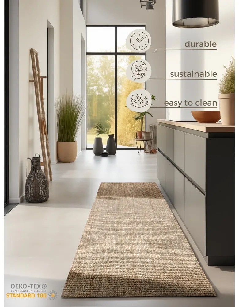 Пътека от юта в естествен цвят 80x200 cm Bouclé - Hanse Home
