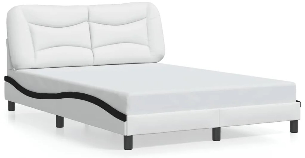 3208001 vidaXL Рамка за легло без матрак Hvar, бяла, черна, 140x190 см изкуствена кожа