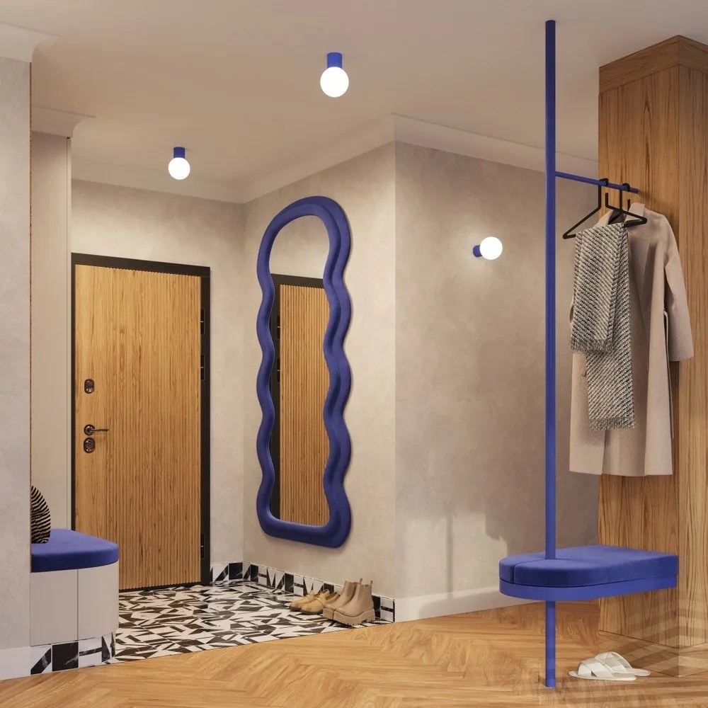 Синьо осветително тяло за таван със стъклен абажур ø 12 cm Orbital – Sollux