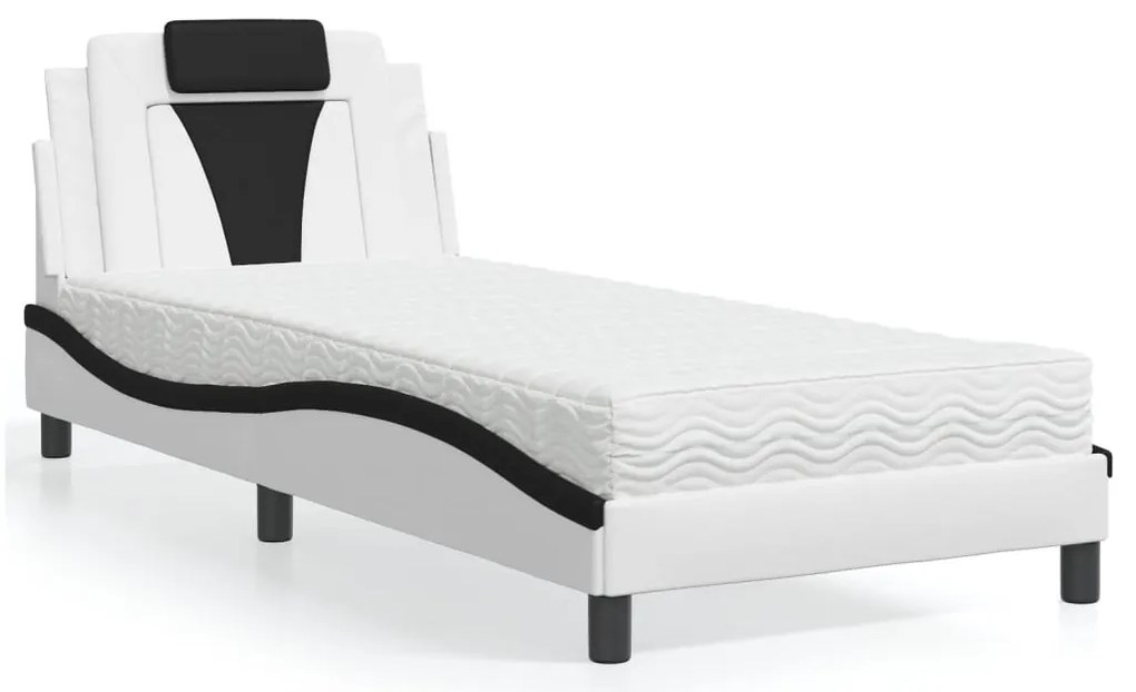 3208767 vidaXL Легло Viana без матрак, бяло и черно, 90x190 см, изкуствена кожа