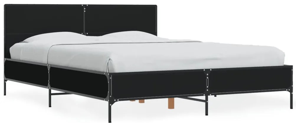 3280022 vidaXL Рамка за легло, черна, 120x190 см, инженерно дърво и метал