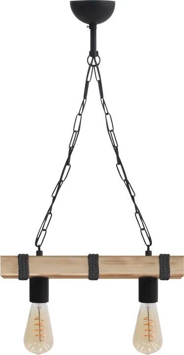 Vero TopMebel дървена таванна лампа в натурален/черен цвят, размери 40 × 8 × 65 см.