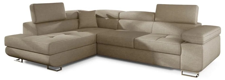 Бежов сгъваем/с място за съхранение ъглов диван (ляв ъгъл/L форма) Anton – ELTAP