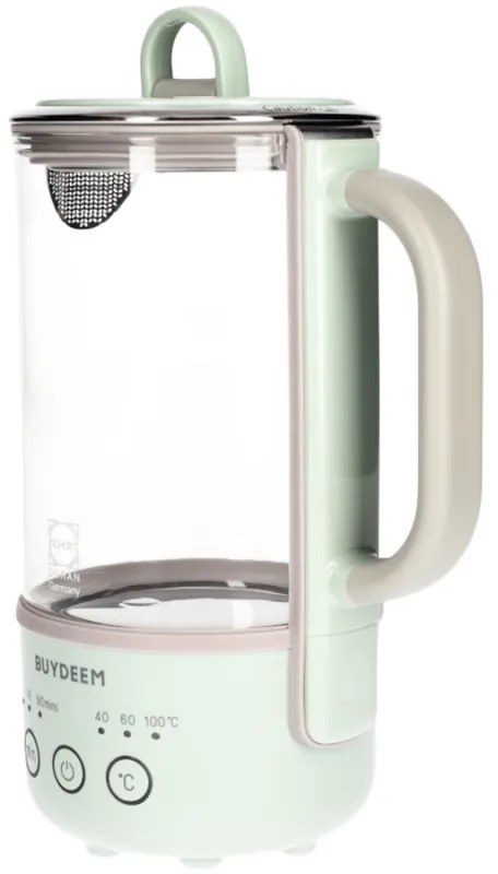 Електрическа кана BUYDEEM K314, 300W, 0.6 л, Таймер с 3 степени, 3 температурни настройки, Поддържане топло до 8 часа, Светлозелен