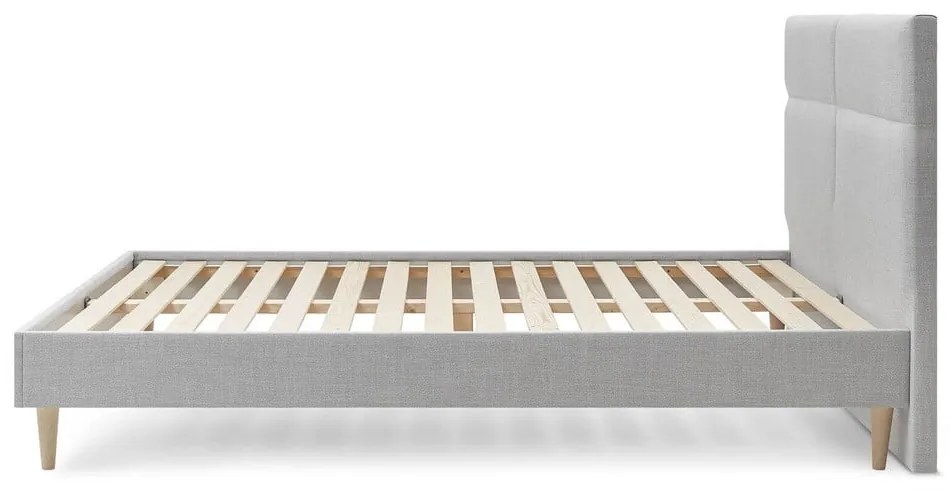 Светлосиво тапицирано двойно легло с решетка 160x200 cm Elyna - Bobochic Paris