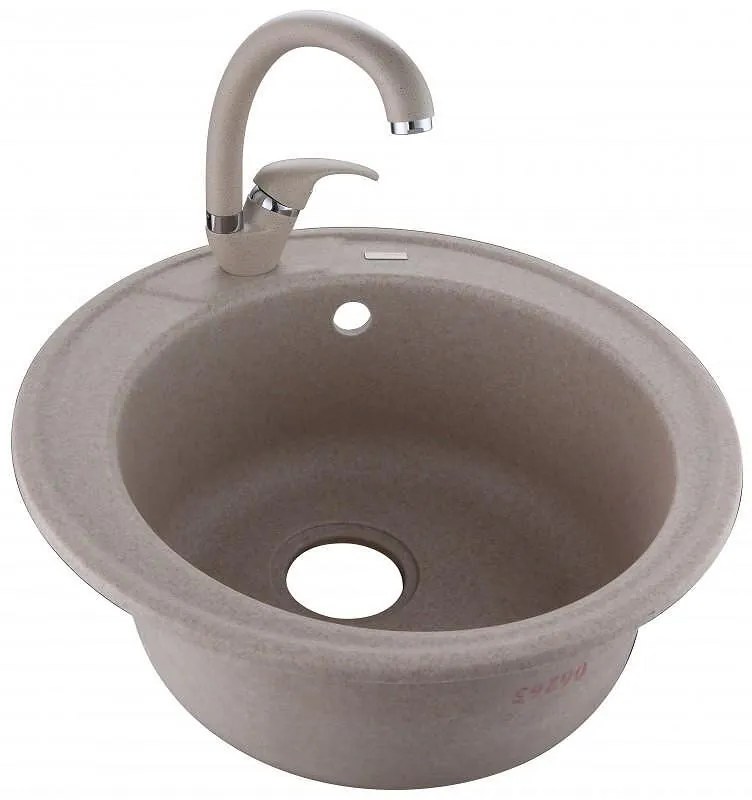 Кухненска мивка ICGSF 8252 SAND, гранит, едно корито, със сифон, 49х25см