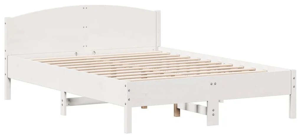 842595 vidaXL Рамка за легло без матрак, бял, 140x200 см, бор масив