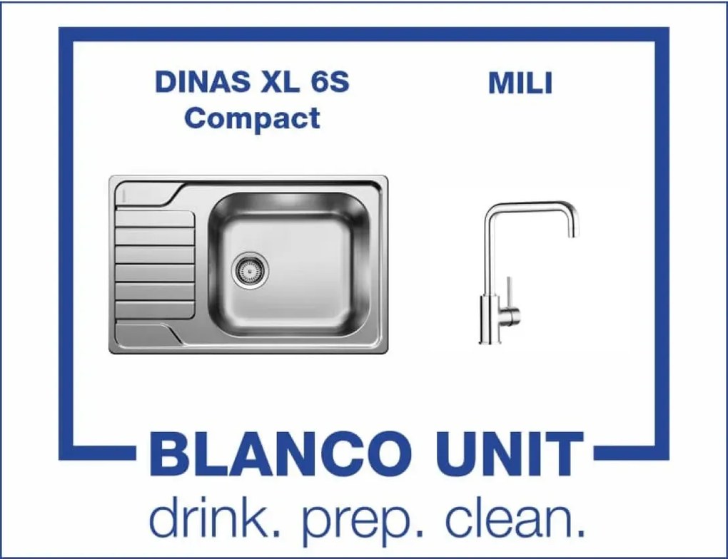 Bundle Blanco Dinas XL 6S Compact +Blanco Mili Хром Промо пакет мивка със смесител