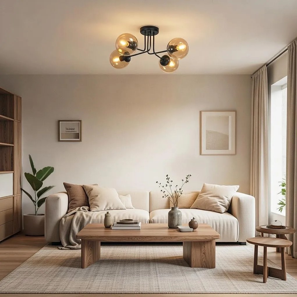 Плафон ЛЕО, черен/мед, 4xE27