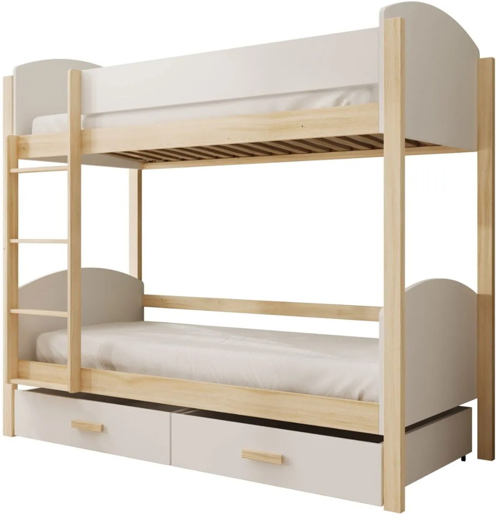 Двуетажно легло Jacky M-Бяло-Сонома-180 x 80