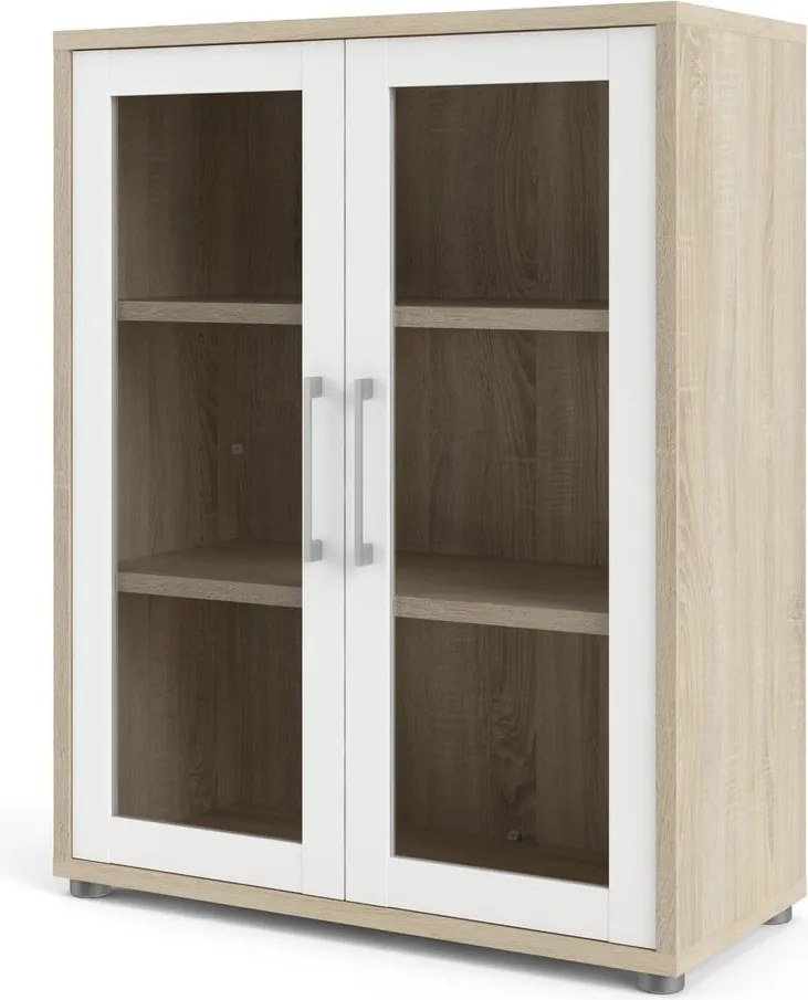 Бяло-естествена модулна библиотека от дъбов декор 89x113 cm Prima – Tvilum