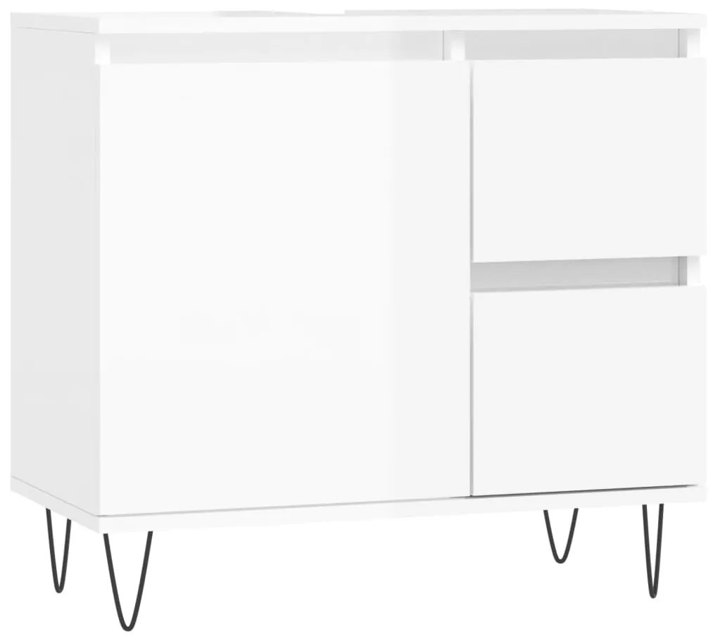 831606 vidaXL Шкаф за баня, бял гланц, 65x33x60 см, инженерно дърво