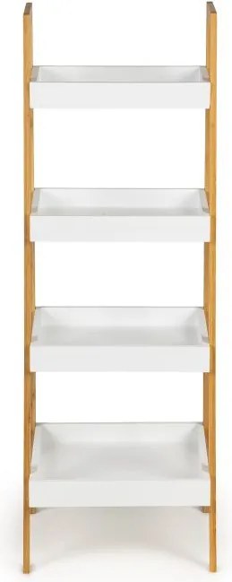 Етажерка 4 рафта МДФ бял естествен бамбук, 98*36*34см