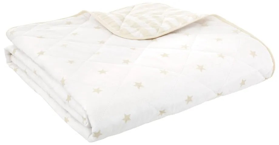 Бяло-бежово памучно капитонирано детско покривало за легло 135x190 cm Mini Star &amp; Stripes – Bianca