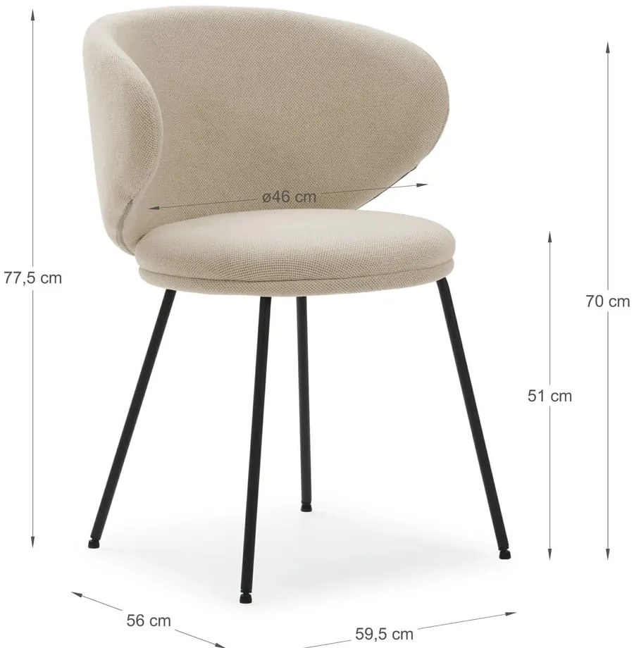 Бежови тапицирани трапезни столове в комплект 2 бр. Rush – Marckeric
