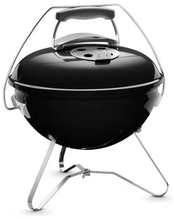 Преносимо барбекю на въглища Weber 1121004 Smokey Joe,  37cm, Емайлирана стомана, Студена дръжка Tuck-N-Carry, Черен