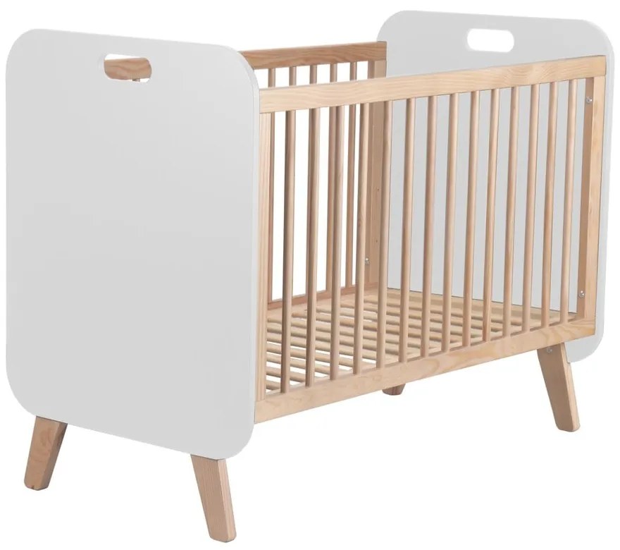 Детско креватче от бял/естествен бор 60x120 cm Paris - Marckeric