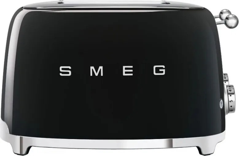 Тостер за хляб SMEG 50's Style TSF03BLEU, 2000W, 4 филии, 6 нива, Тавичка за трохи, Вграден кабел, Неръждаема стомана, Черен