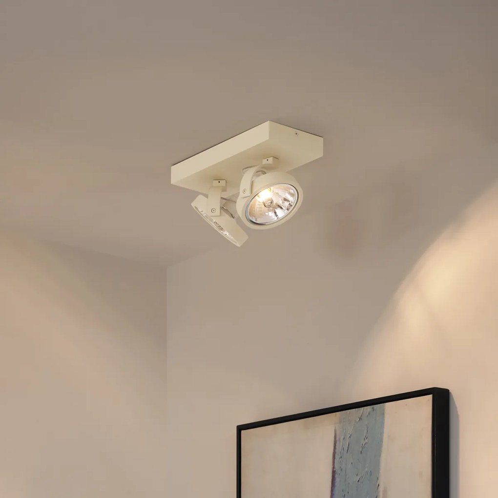 Модерен таванен прожектор бежов G9 кръгъл въртящ се и накланящ се 2-светлинен - Go