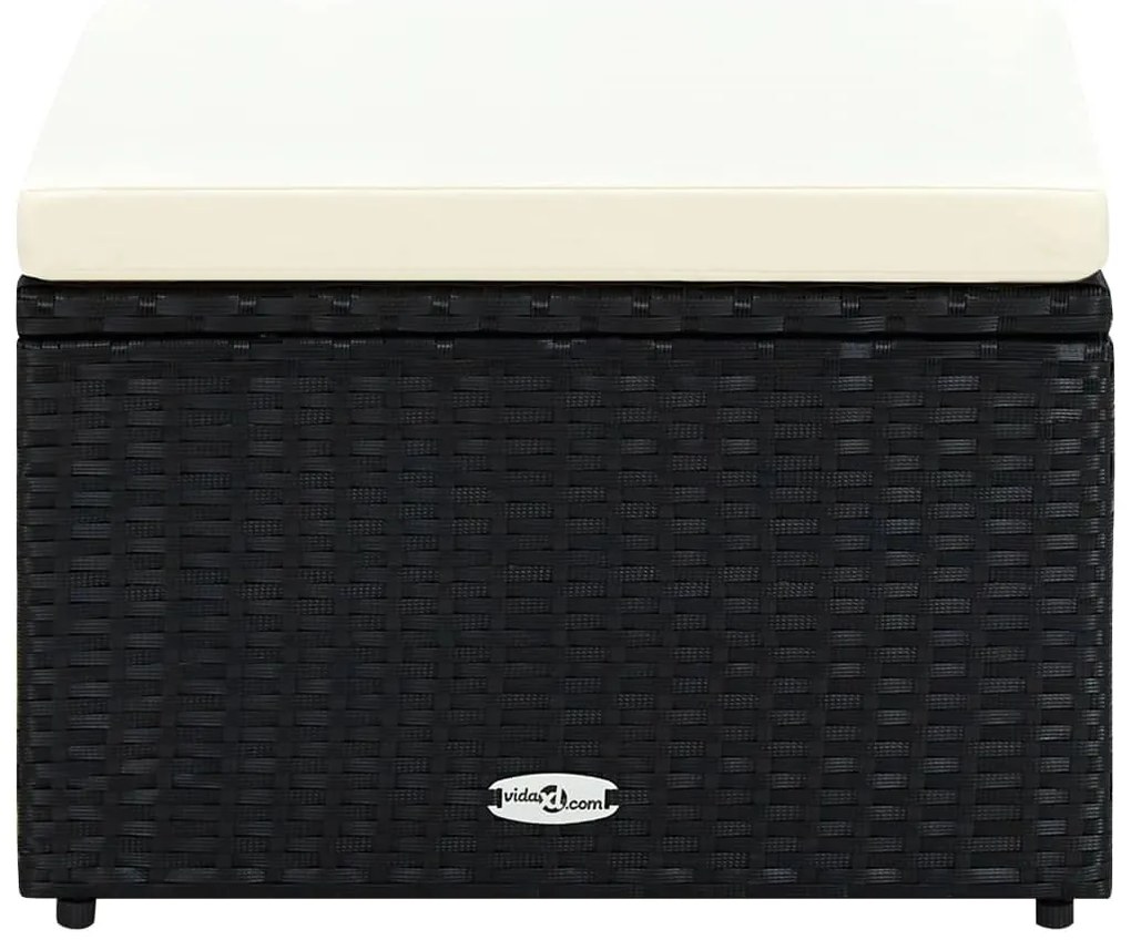 42671 vidaXL Табуретка за крака - отоманка, от полиратан, 53x53x30 cм, черен