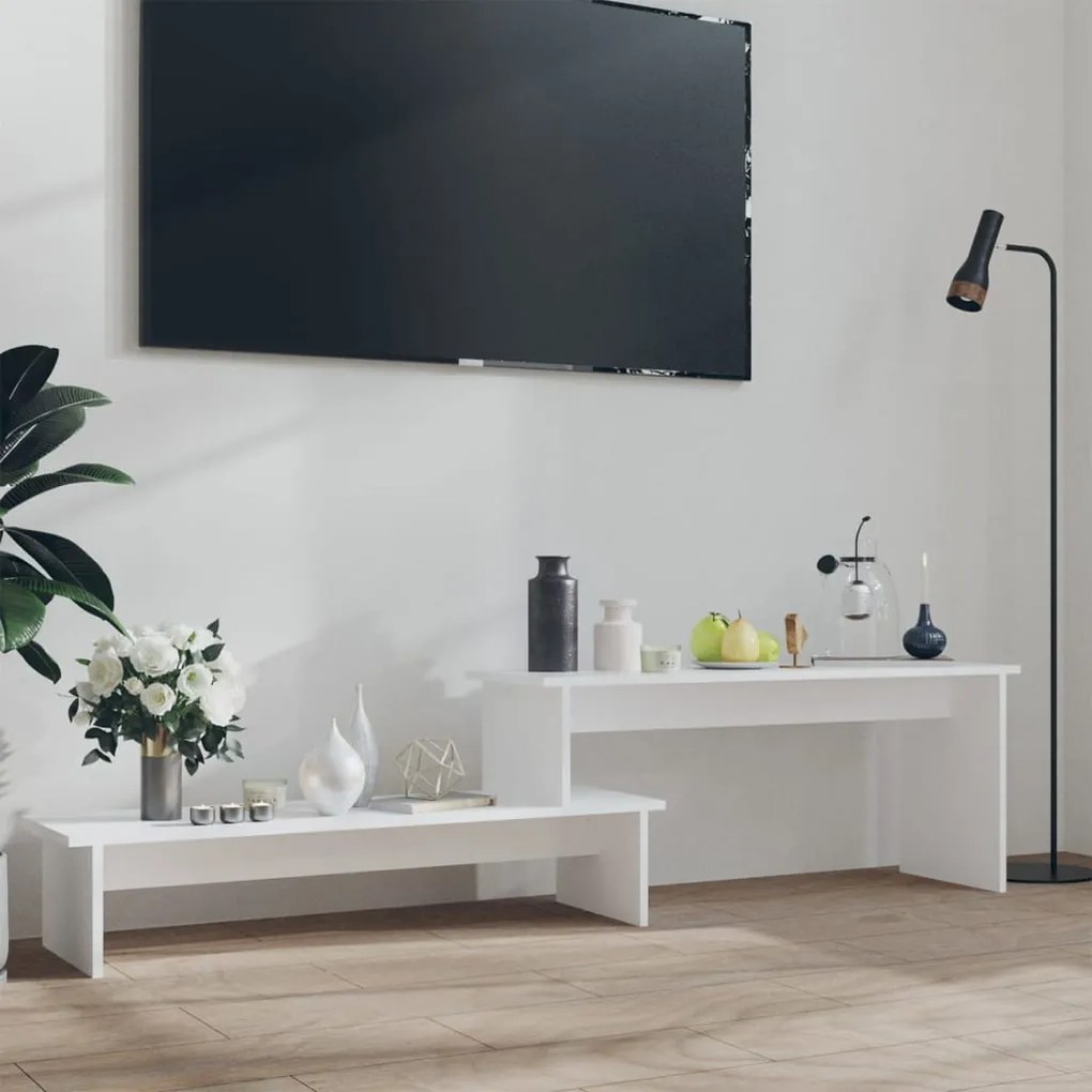 806265 vidaXL ТВ шкаф, бял, 180x30x43 см, инженерно дърво